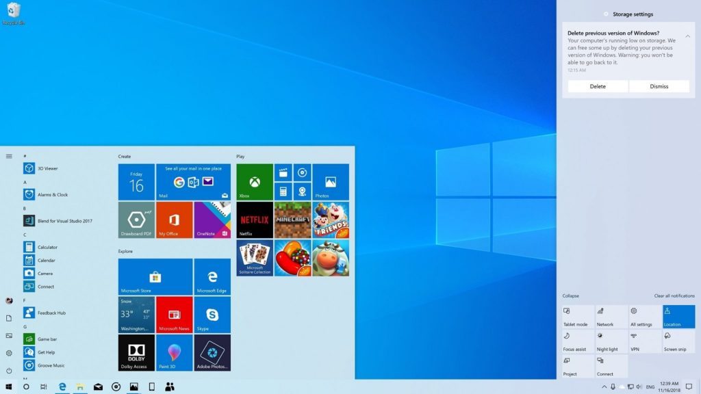 Windows 10 version 1803 to version 1903